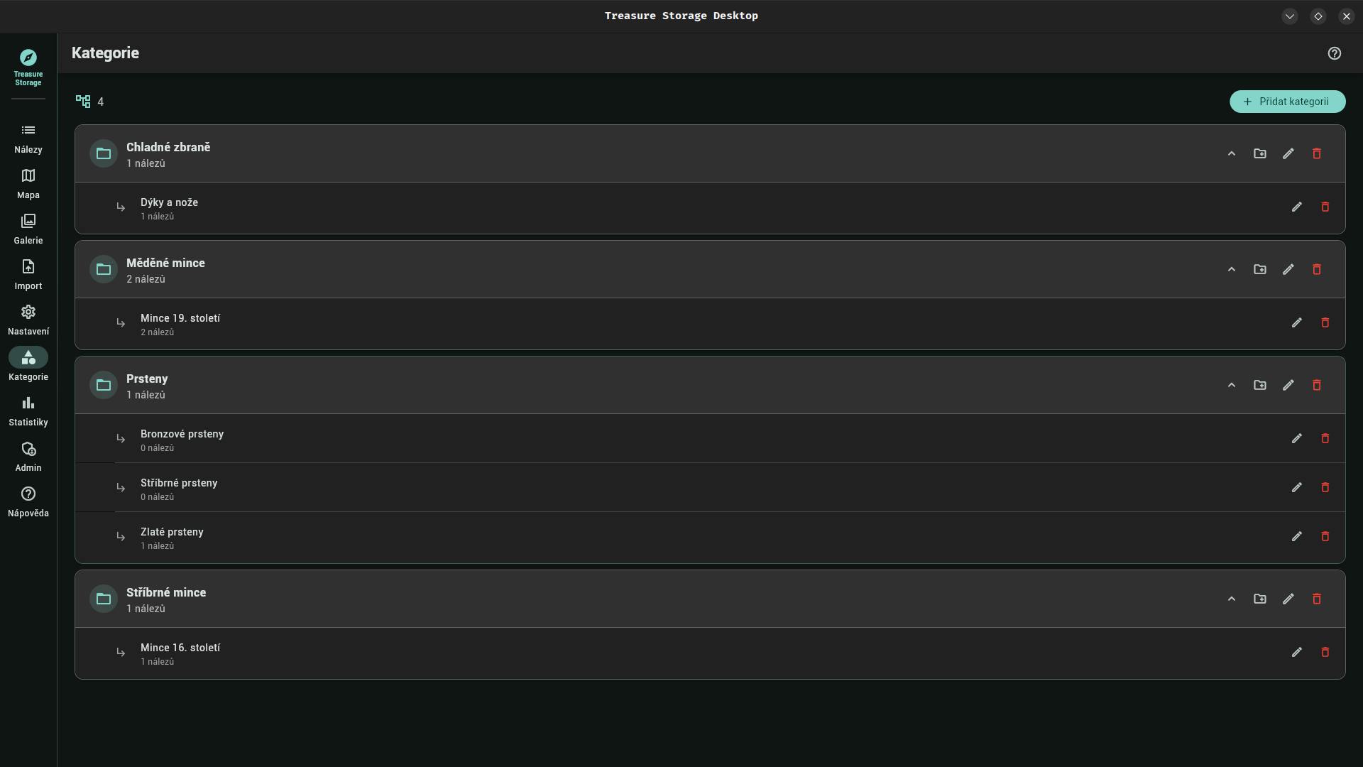 Třídění v kategoriích