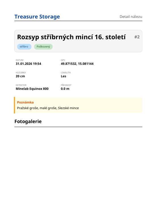PDF export - detail nálezu